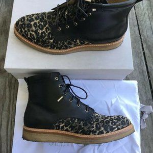 Jimmy Choo Leopard Raffia Boot Black Leather SZ 40